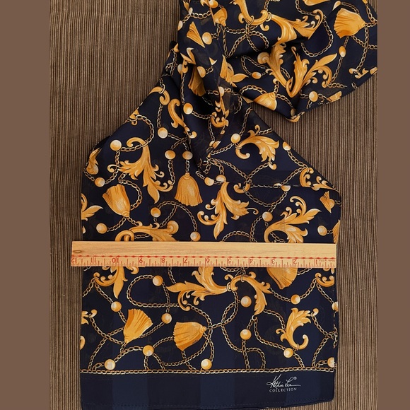 Vintage Silk Scarf Kathie Lee Collection Chain Pattern 56 x 11.5 inches - Picture 6 of 6